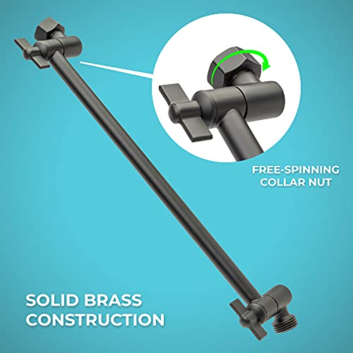 Zynaflo Shower Head Extension Arm - 12-Inch Adjustable Showerhead Extender Arm (Matte Black) #TOP1