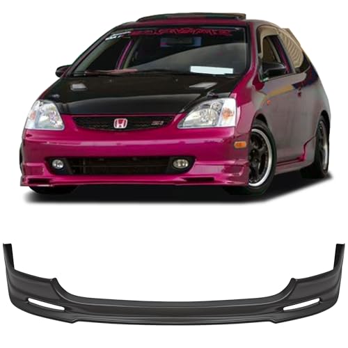 GT-Speed Compatible with/Replacement for Front Bumper Lip, MU2 Style PU Front Lip Spoiler Black, Fits 2002 2003 2004 2005 Honda Civic Si EP3 3-Door Hatchback