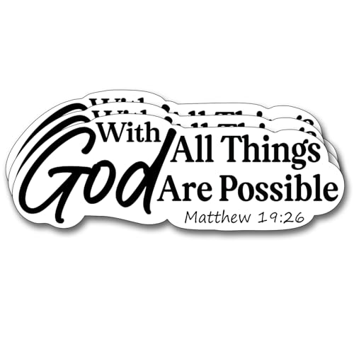 (3Pcs) with God All Things are Possible Sticker Christian Gifts Decorate Books Laptop Phone Water Bottles Kindles Stickers Tumbler Sticker Waterproof Vinyl Decorate 3
