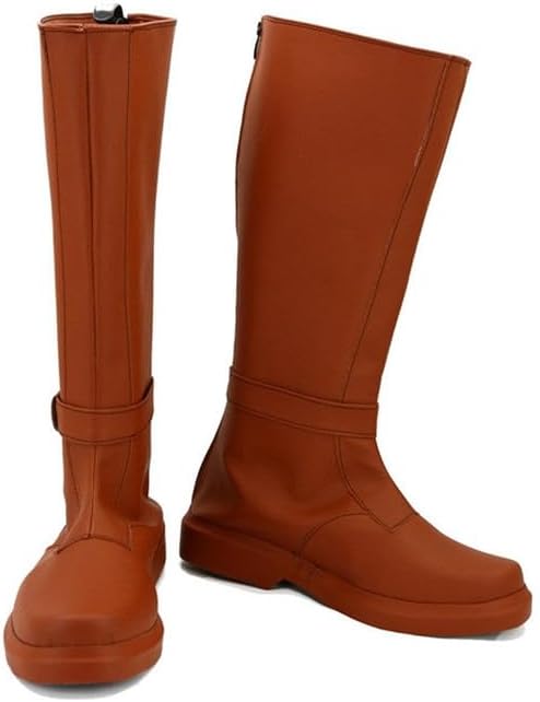 Master Costume Boots Adult Force Knight Cosplay Leather Brown Knee High Shoes for Men