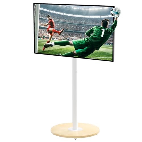 unho TV Standfuss Höhenverstellbar TV Ständer Rollbar TV Bodenständer für 40-75 Zoll Fernsehstand VESA 600x400mm bis Max 50kg weiß