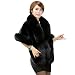 Caracilia Women's Faux Fur Coat Wedding Cape Shawl For Evening Party Black