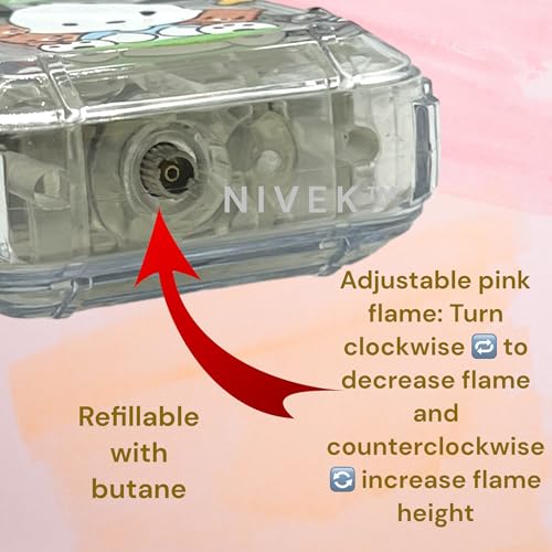 Encendedor NIVEK transparente con llama rosa y diseño puppy miniatura 4