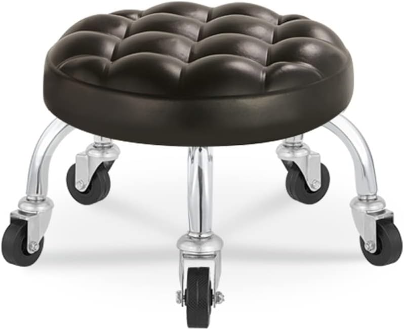 Low Rolling Stool Roller Seat,Mobile Mechanical Stool,with 5 Universal Swivel Caster Wheels for Home Office or Fitness Sport or Garage Shop (Reddish Brown 32.5 * 23 * 6cm)