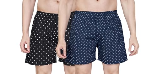 Image of Nermosa Men's Cotton Printed Soft Regular Boxer Shorts | Pack of 2