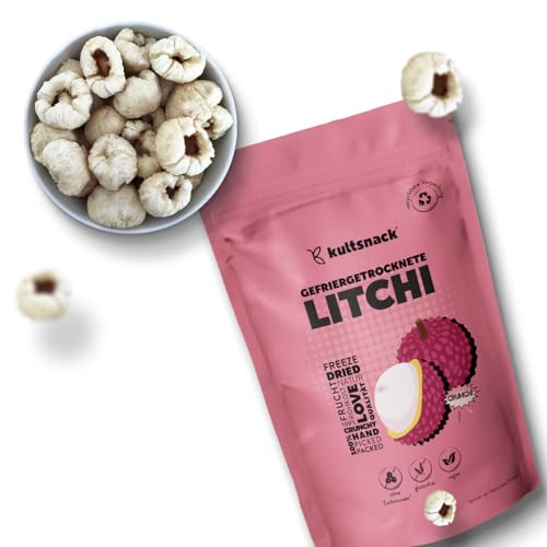 Kultsnack Gefriergetrocknete Litchi - 100g - Premium Qualität Gefriergetrocknete Litschi - 100% Frucht ohne Zuckerzusatz - Exotischer Snack für Müsli, Bowls & Drinks - Vegan & Glutenfrei