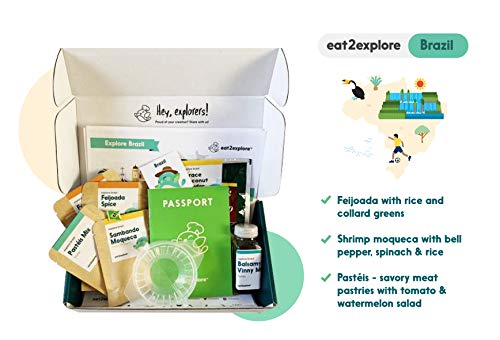 Eat2Explore Explore Brazil Food Box – Essential Spice/Sauce/Grain Mixes from Brazil/Box Includes 3