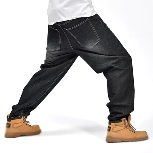 XYGJZ Mens Baggy Hip Hop Jeans Vintage Straight Leg Denim Pants Dance Skateboard Pants4