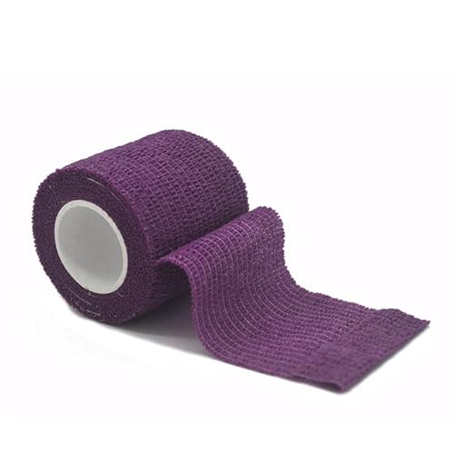 RIAAJ Colorato Nastro Avvolgente Atletico Fasciatura Elastica Autoadesiva Protezione Sportiva Ginocchio Dito Caviglia Palmo Spalla-Viola,2.5cm X 4.8m