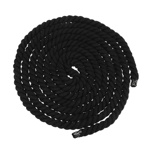 sourcing map 20mm x 16.4 Feet Black Cotton Rope,3 Strand Clothes Line Outdoors,Twisted Braided Thick Macrame Cord for DIY Wall Hanging Plant Hanger Knotting Clothesline
