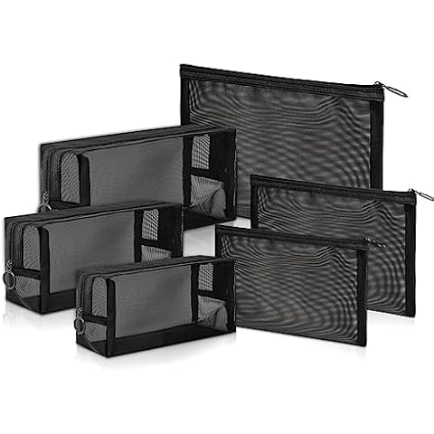Unoutur Mesh pouch,Mesh Cosmetic Bag Portable Makeup Pouch Travel Toiletry Bag for Makeup Organizer Home Office Travel Accessories,6 Pieces Mesh Makeup Bag with Zipper Cover