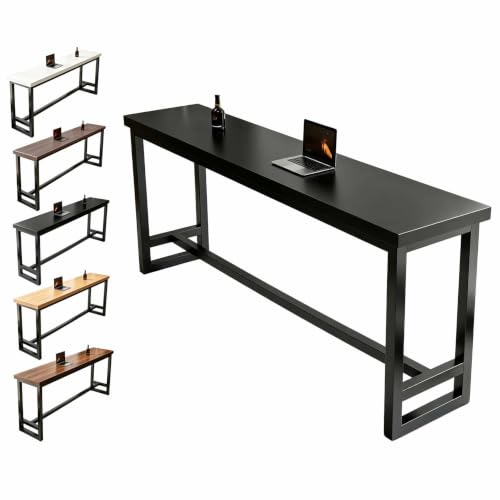 Mesa de pub de madera maciza rectangular para hostelería y hogar café 120cm 4
