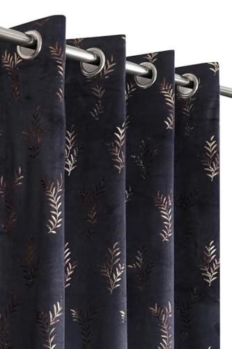 Image of Curtains 9 Feet Long for Living Room - Long Door 9ft Curtains Set 1 Pcs Panel, Velvet Blackout & Stylish Parda for Home Decor & Office Room Darkening | Blue Colour 9 feet (48 x 108 Inch) - 1 Pcs