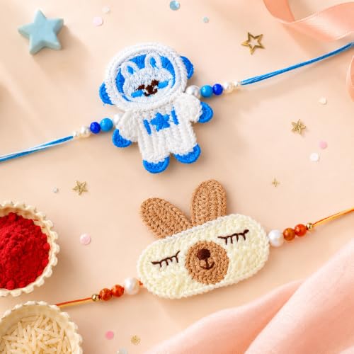 Image of CraftVatika Rakhi for Kids Baby, Handmade Crochet Rakhi for Kids Boy Girls, Eco-Friendly & Skin-Safe for Baby Boys & Girls, Soft Woolen for Raksha Bandhan, Safe for Toddlers