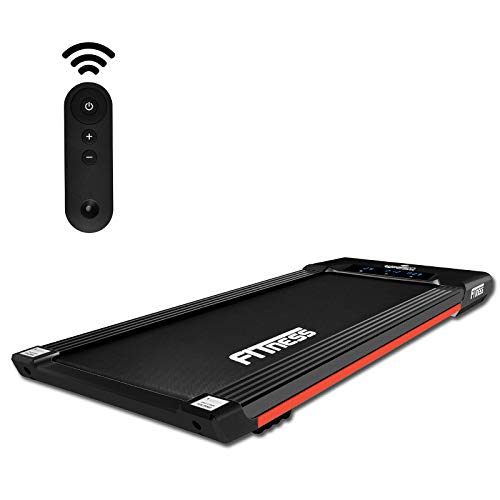 WINNINGO Electric Under Desk Treadmill 450W, Walking Treadmill Platform with Remote Control, Adjustable Speed 0.6-3.7M/H, Jogging Machine for Home Office Fitness (Reb/Black)