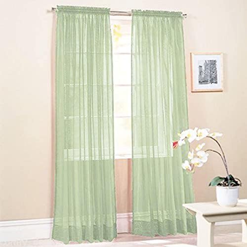 HooHero Green Simple Solid Elegant Design Sheer Curtains Window Treatments Rod Pocket Top for Kids Nursery Room Tulle