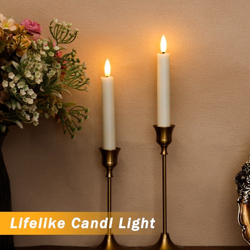 Image of 6.4 Inch Flameless Taper Candles with Remote Timer, Short Flickering Battery Operated Candles, Ivory Decorative Led Flameless Candlesticks for Weeding Home Party Festival, 8 Pack