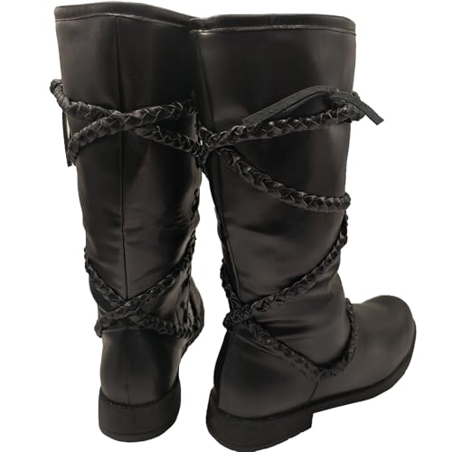 Men's Renaissance Medieval Faux Leather Boots Halloween Cosplay Boot Gothic Pirate Viking Shoes3