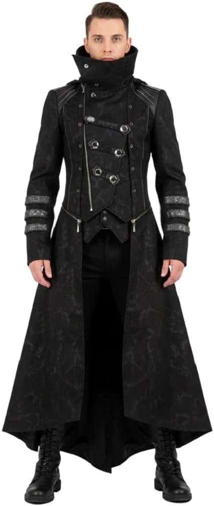 Darkrock HANDMSE HELLRAISER GOTH PUNK PINHEAD VAMPIRE WAX JACKET TRENCH COAT WITH HOOD