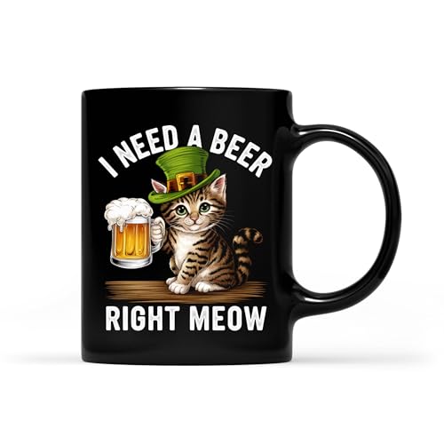 Nazenpod Funny Irish Beer Cat St Patricks Day Drinking With Hat Coffee Mug, Ceramic Mugs 11oz - 15oz