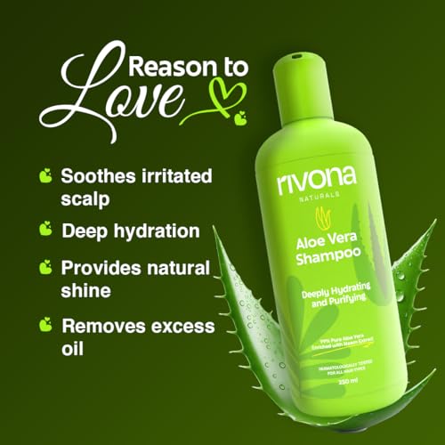 Rivona Naturals 99% Silky & Stronger Aloe vera & Neem Hair Shampoo, For Damaged, Dry and Frizzy Hair - No Parabens & Silicones - 250 ML