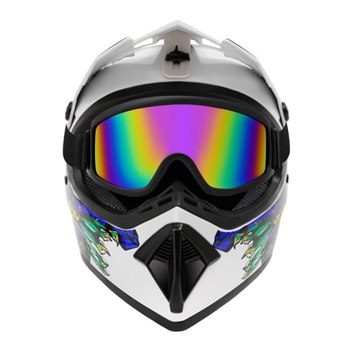 Image of Youth Kids Offroad Gear Combo Helmet Gloves Goggles DOT Motocross Off-Road Racing ATV Dirt Bike Protector (#2, L)