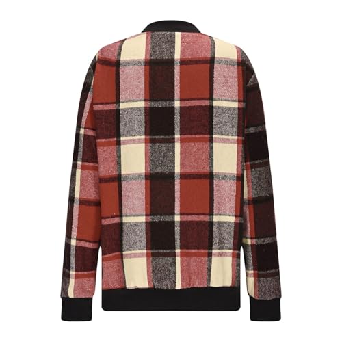 Plaid Bomber Jacket Women Zip Up Barn Jackets Lightweight Long Sleeve Shacket with Pockets Casual Fall Outfits 20253