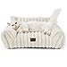 Bedsure ComfyFleece™ Cute Cat Couch for Pets - As Seen on TV on Good Day New York, Fuzzy Cats beds for Indoor Cats with Removable Washable Cover, Supportive Pet Sofa, 24inch, Cream
