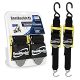 BoatBuckle Pro Series Kwik-Lok Transom Tie-Down (2-Inch x 6-Feet, Black), Pack of 2