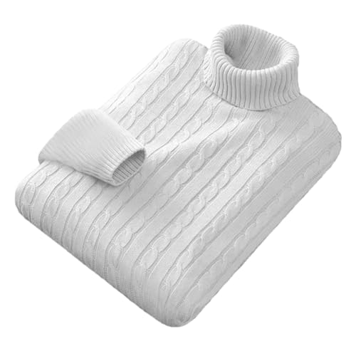 Men's High Neck Knitted Sweater Outdoor Lightweight Basic Pullover Solid Twisted Knit Winter Jumper