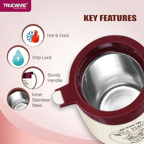Image of Trueware Aqua Jug Insulated Flask - 750 Ml | Insulated Tea Pot Kettle Inner Steel Outer Plastic | Hot & Cold | Food Grade Plastic | Lightweight BPA-Free | Wide Mouth Design | Ideal for Office, Travel