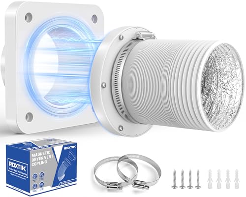 RDXTIK Magnetic Dryer Vent Connector, DV180 Airtight Seal Dryer Vent Coupling Kit with 4" 3.3ft Duct, Easy to Clean