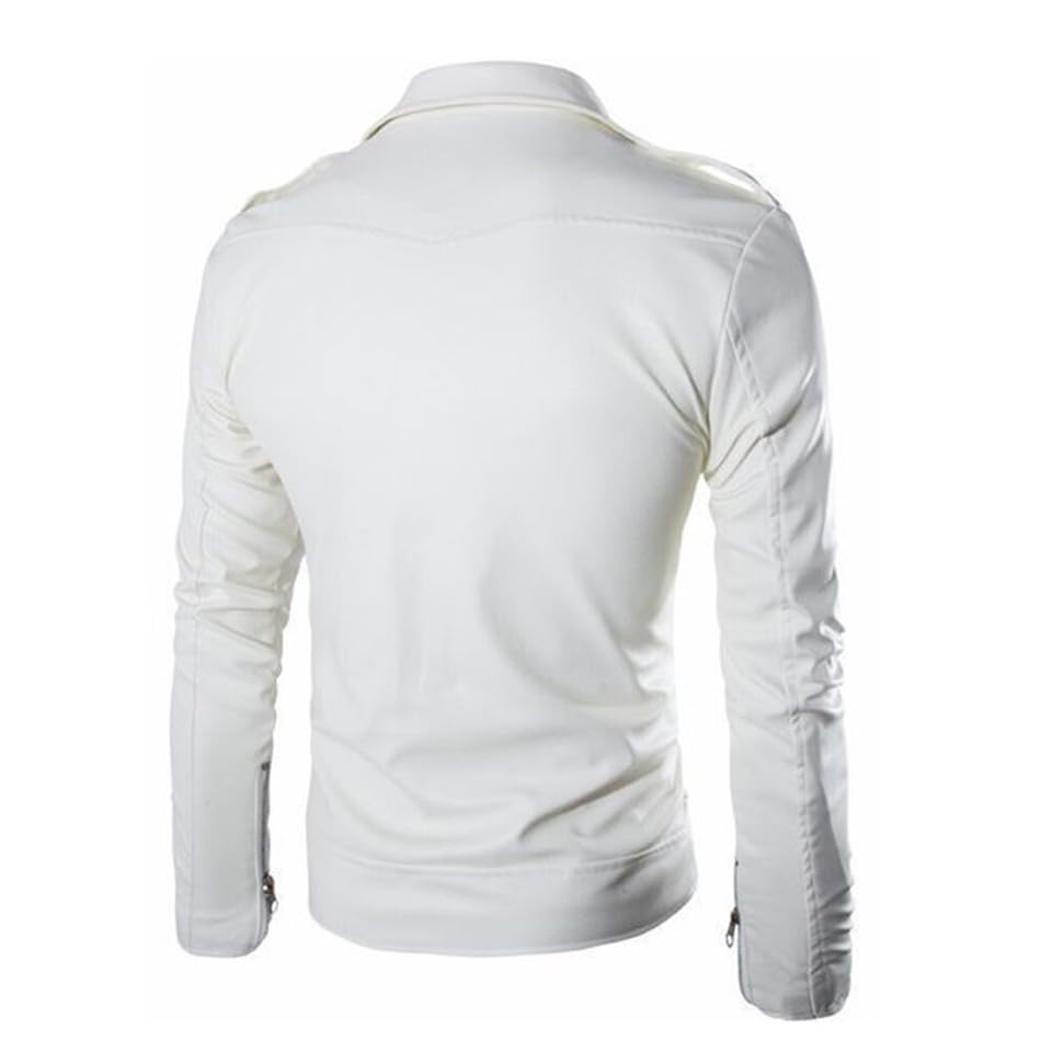 Veste de motard zippée en cuir PU marron manches longues coupe ample - 6