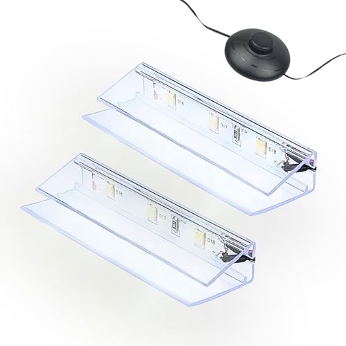 kalb | LED Glaskantenbeleuchtung Ambilux Clip transparent 3000K 5000K 1-10 Sets für Glasböden 4-10mm Fußschalter Glasbodenbeleuchtung erweiterbar um Dimmer/Controller Plug & Play (kaltweiß, 2er Set)