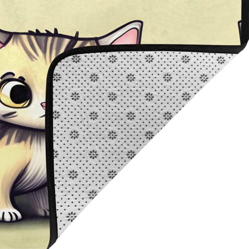 Tapis en flanelle résistant aux taches grand format motif chat