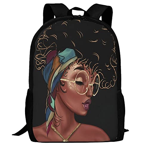 Afro Black Girl Backpack Laptop Backpack African Bookbag for Teen Women School Students Office 17 Inch
