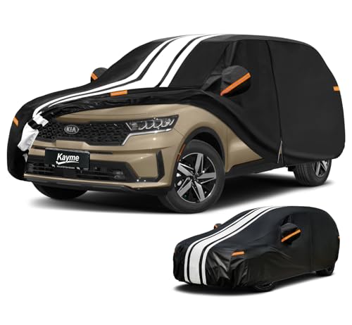 Image of Kayme Heavy Duty Car Cover Custom Fit for Kia Sorento (2002-2026) | Waterproof All Weather for Automobiles, Gift with Tape /Towel /Bag, Outdoor Full Exterior Cover Rain Snow Sun UV Protection.