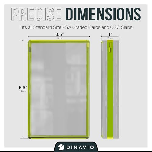 Image of PSA Graded Card Display Acrylic Case for Standard PSA and CGC Slabs - Slab Case - PSA Card Case - Graded Card Display Case - Updated Dimensions - Stand Included (Yellow Border)