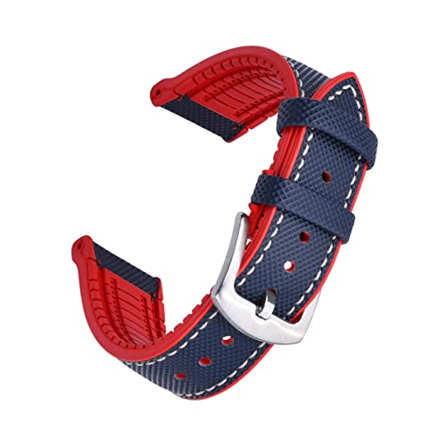 Rubber + Leather Watch Strap 20mm 22mm Multi Color Waterproof Diving Sports Bracelet For Each Brand Watch Band