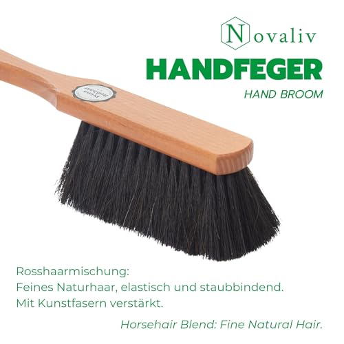 Novaliv 2X Mischung ROSSHAAR Handfeger Set Besen weiche Borsten - Mix Rosshaar Handfeger Auto Besenbürste - Idealer Schneebesen Auto Rosshaarbesen Mix Schrankbesen Naturborsten Hand Brush Handkehrer