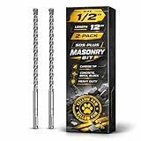 1/2 Inch SDS Plus Masonry Drill Bit for Concrete & Brick (2 Pack - 12