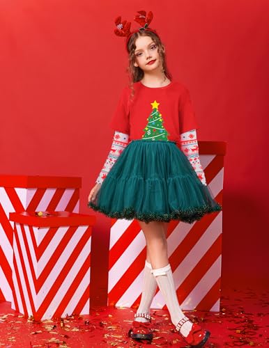 Image of Arshiner Girls Christmas Halloween Long Sleeve Shirts Graphic Stripe Plaid Patchwork Top Tee