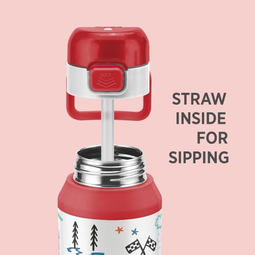 Image of Milton Steel Helio 600 Thermoware Water Bottle 520 ml with One Touch Safety Lock & Twin Lid Sip or Gulp, Long Hours Hot & Cold, Leak Proof, ISI Certified, PU Insulated, for Kids, School, Red