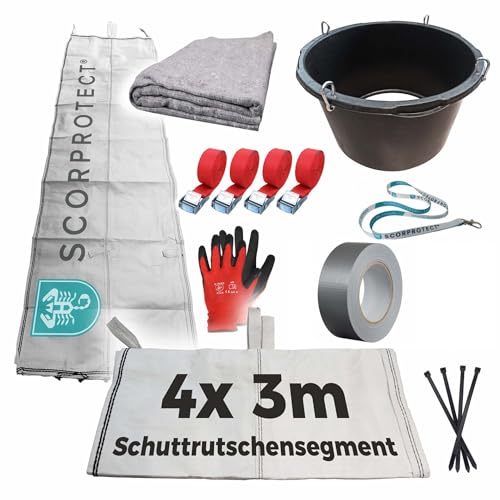 Scorprotect® Schuttrutsche Bauschuttrutsche 12 m flexibel mit Einfülltrichter, Packdecke und Zubehör