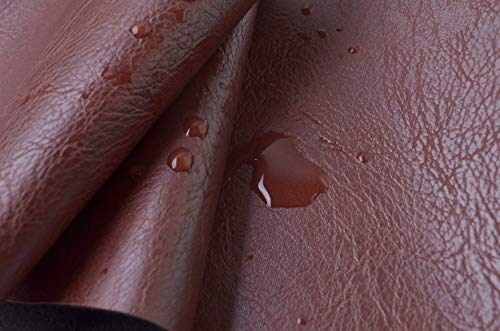 Image of Wento Thick 1 Yard Faux Leather Soft Skin Grain PU Fabric for Furniture Cover, Reupholster Sofa Chairs, Cushions, Vinyl Upholstery (1yard, Red Brown)