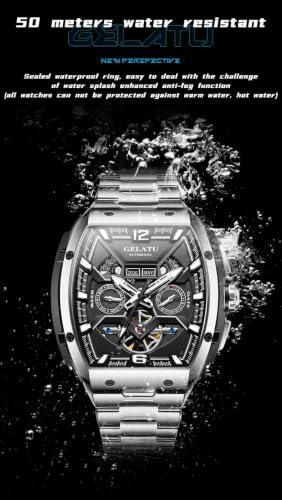 Image of OLEVS Luxury Watches for Men Black Mechanical Wrist Watch Self Winding Automatic Tourbillon Watches Skeleton Waterproof Mens Wrist Watch