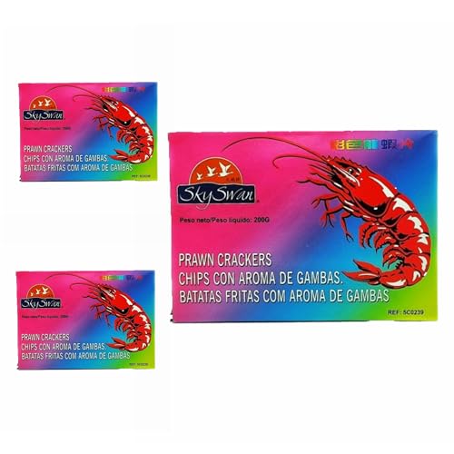 YIJIA | Autentico Pan de Gambas Chino · Chips con aroma de gambas color - Pack Ahorro 3 x 200 Grs (Total 600g)