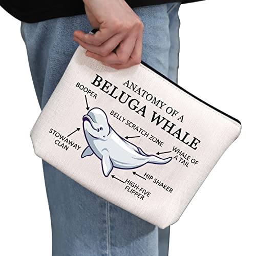 PYOUL Anatomy of A Beluga Whale Makeup Bag Beluga Whale Fan Cosmetic Bag Dolphin Lover Gift Sea Animal Gift (A Beluga Whale B) - Image 2