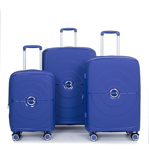 Expandable Hardshell Suitcase Double Spinner Wheels PP Luggage Sets Lightweight Durable Suitcase with TSA Lock,3-Piece Set (20/24/28),Navy2