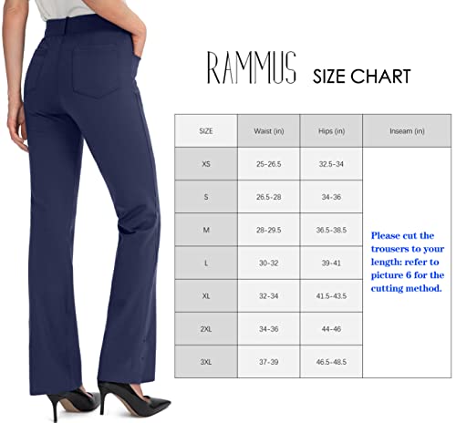 Rammus 28"/30"/32"/34" Women's Yoga Dress Pants Stretch Work Business Casual Slacks For Women Bootcut Office Trousers With 4 Pockets Navy #TOP2
